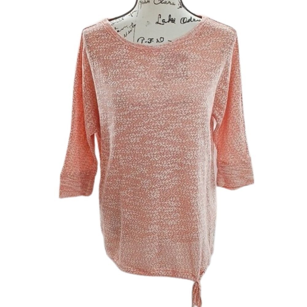 ANN Taylor Loft Sweater Peach Pink Front Tie 3/4 Sleeve Womens Size M